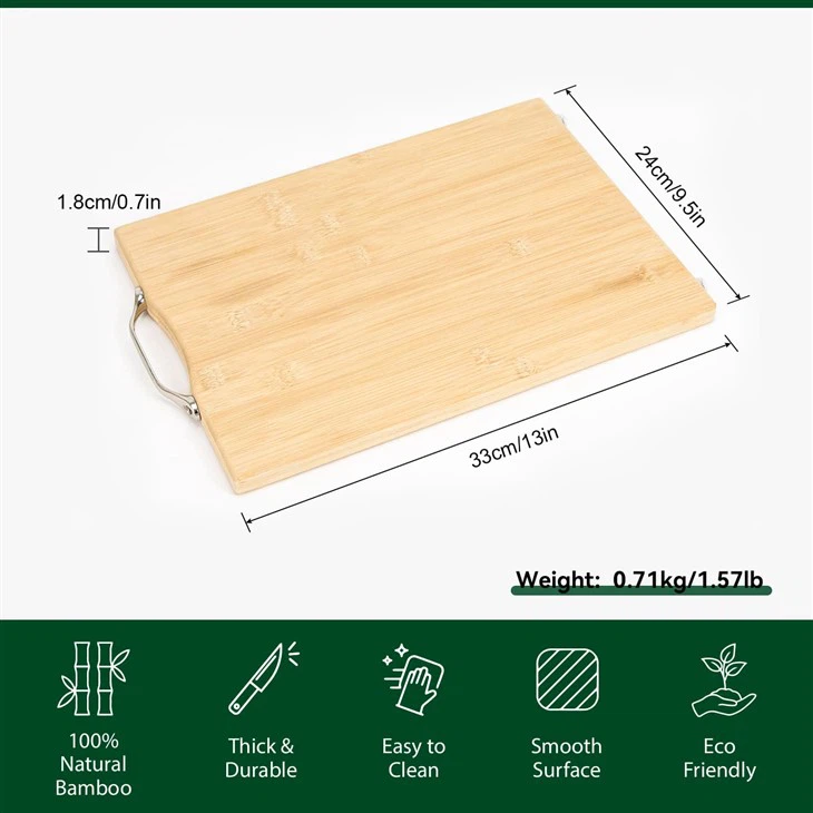 Bamboo Chopping Board With Stainless Steel Handle size 33x24cm
