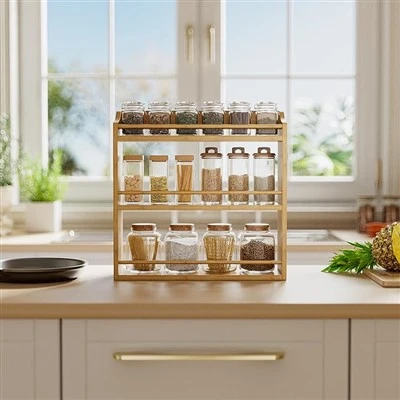 نگهدارنده ادویه بامبو برای کابینت آشپزخانه