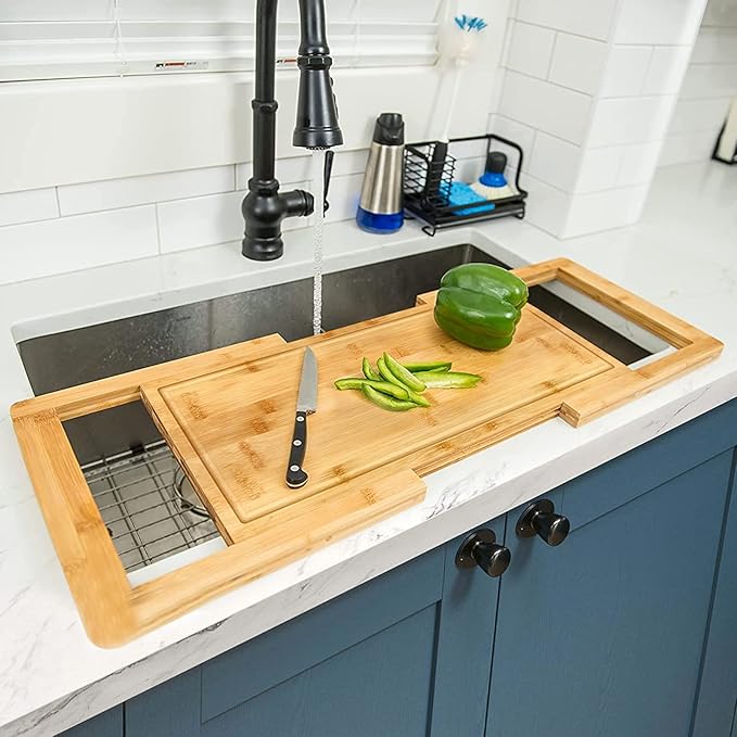 Over The Sink Bamboo Cutting Board